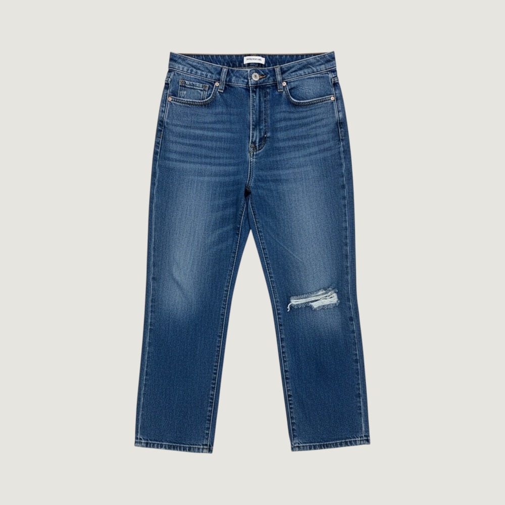 Insane Gene Los Angeles High Rise Straight Leg Distressed Jeans Medium Wash 29